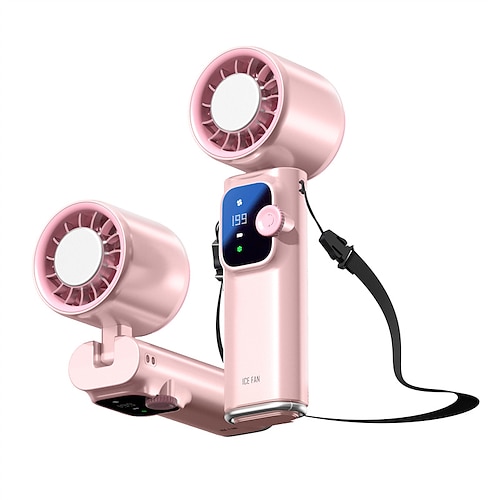 Handventilator mit Kältekompresse, 199 Geschwindigkeitsstufen, tragbarer Mini-Ventilator mit LED-Anzeige, faltbar, USB-aufladbar, ideal für Reisen, Sport, Camping und schnelle persönliche Kühlung Image