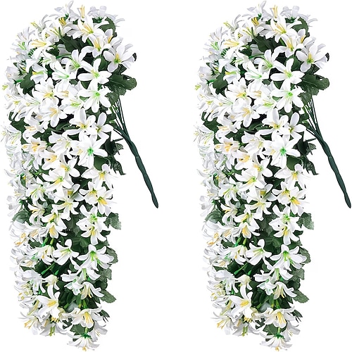 Set mit 2 künstlichen Hängepflanzen für den Außenbereich, UV-beständig und realistisch aussehend, geeignet für Blumentöpfe im Innen- und Außenbereich, Veranden, Fensterbänke, Terrassen, Image