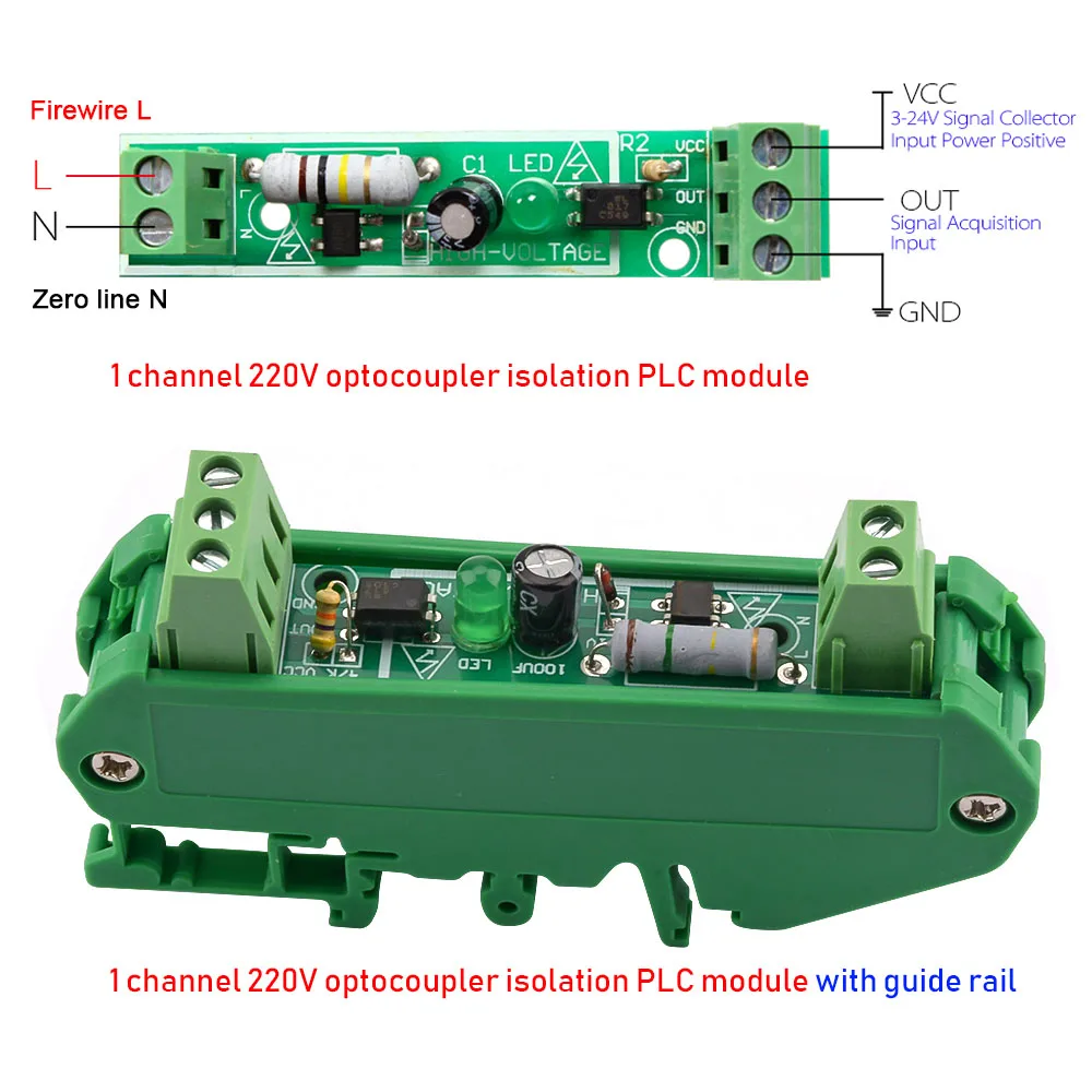 1-Bit AC 220V Optokoppler Isolation Modul Spannung Sensing Bord Adaptive 3-5V für PLC Isolamento fotoaccoppiatore Mit Schiene Sterben Image