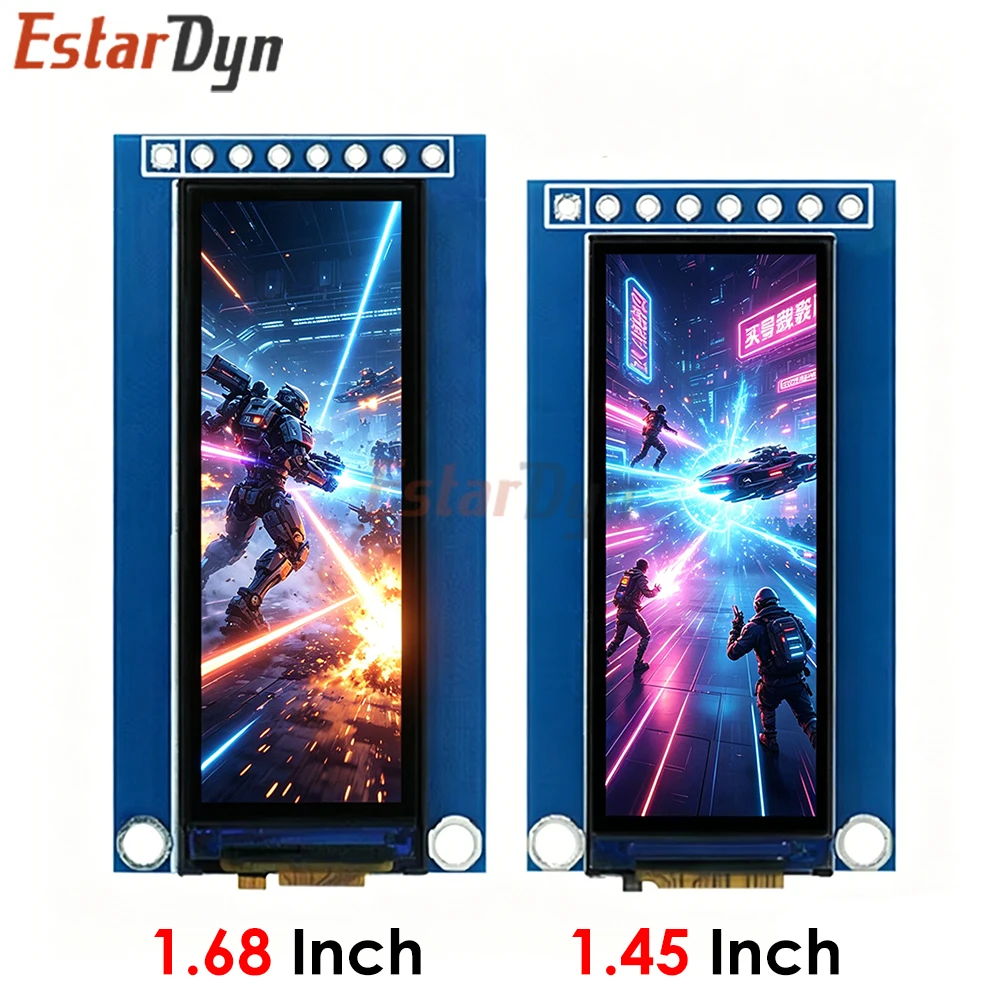 Estardyn 1,45/1,68-Zoll-TFT-LCD-Bildschirm, GC9107/NV3007 kleiner Bildschirm, langer Streifenbildschirm, LCD mit vollem Betrachtungswinkel, SPI-Farbdisplay Image