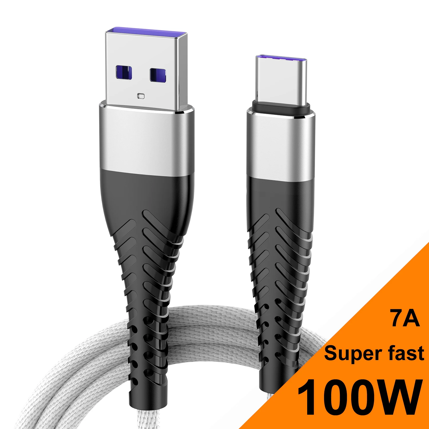 Cavi dati da 0,25 m/1 m/2 m/3 m 100 W 7A Cavi dati da USB a tipo C C Cavi super dati per tessitura Cavi intrecciati in nylon Cavi di ricarica rapida