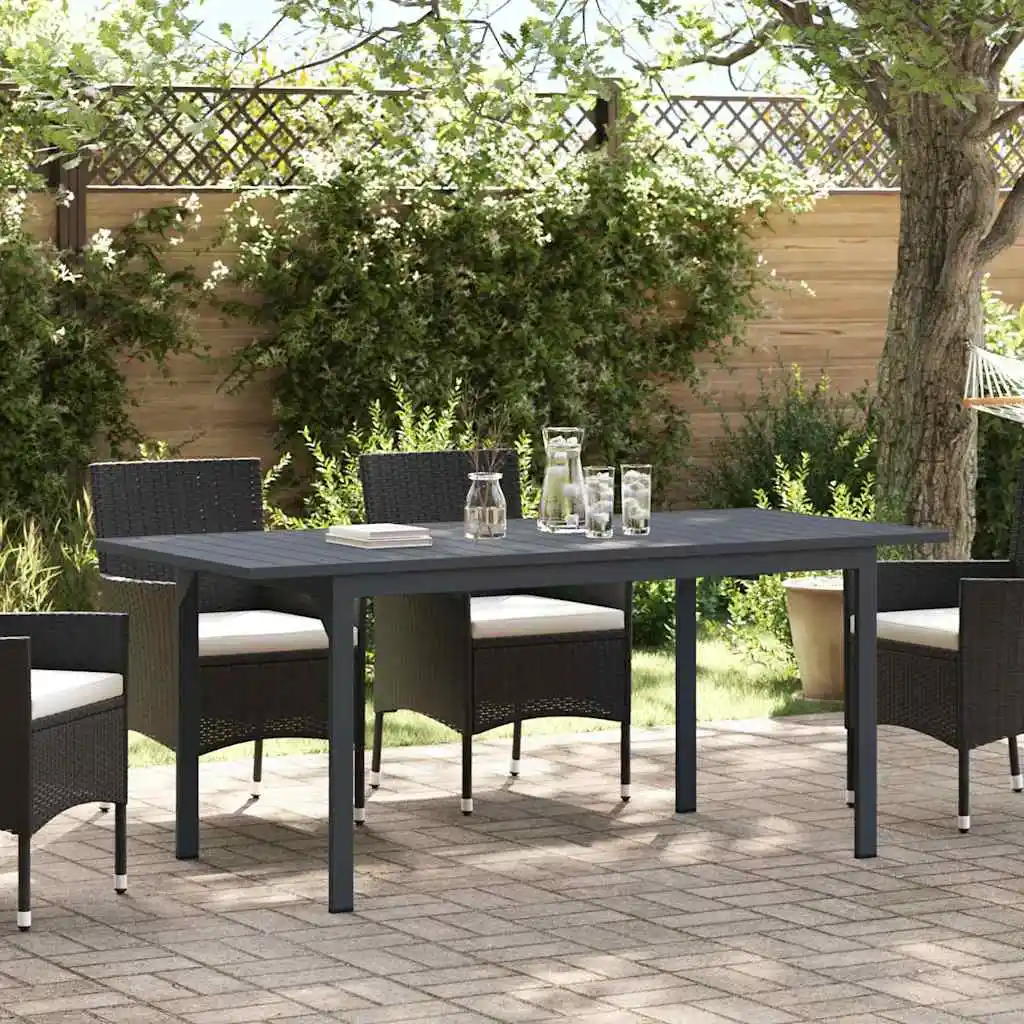 Anthrazitfarbener Gartentisch 180 x 80 x 74 cm Moderner wasserdichter Gartentisch aus Holz für Terrasse und Hof (nur Tisch)