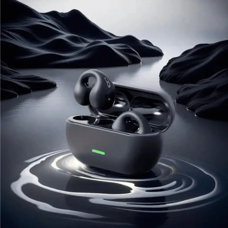 T75 Wireless Bluetooth 5.3 Cuffie a conduzione ossea Clip Ear Musica con cancellazione del rumore Cuffie HD Chiamate Sport Gaming Auricolare