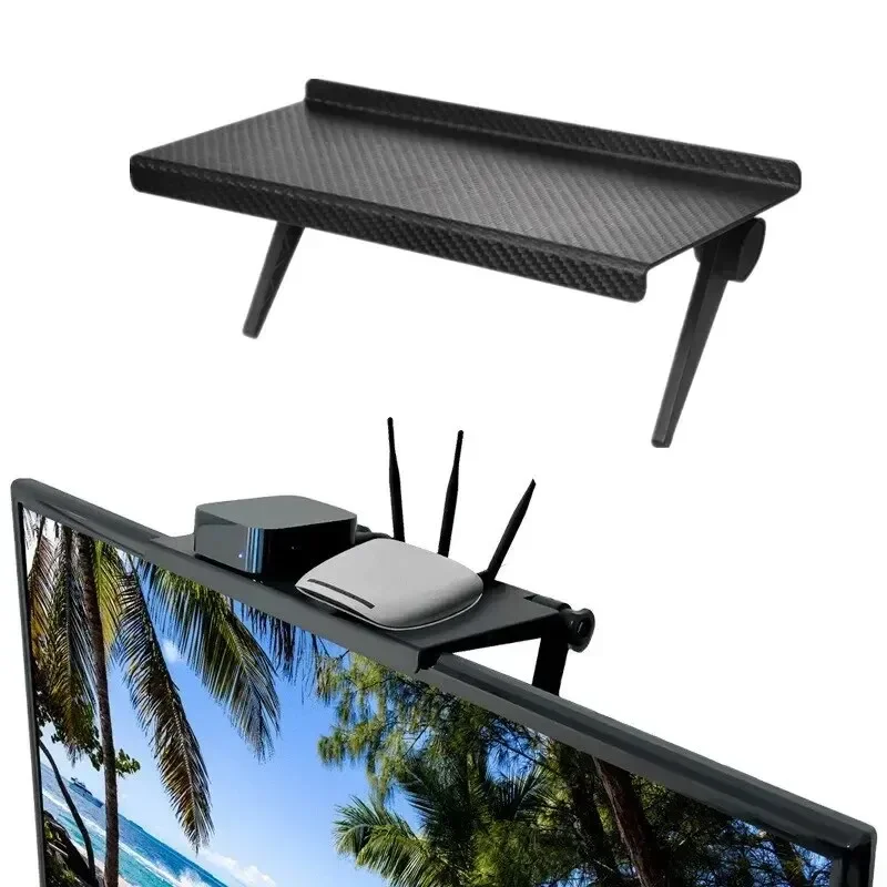 1 x heiß verkaufter TV- und Computer-Bildschirmständer – Wandhalterung für WLAN-Router, Set-Top-Box und Elektronikaufbewahrung Image