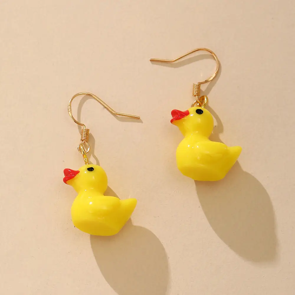 Mode Koreanische Minimalistischen Nette Silica Gel Kleine Zitrone Gelbe Ente Ohrring Für Temperament Mädchen Geschenk Ohrringe Schmuck Image