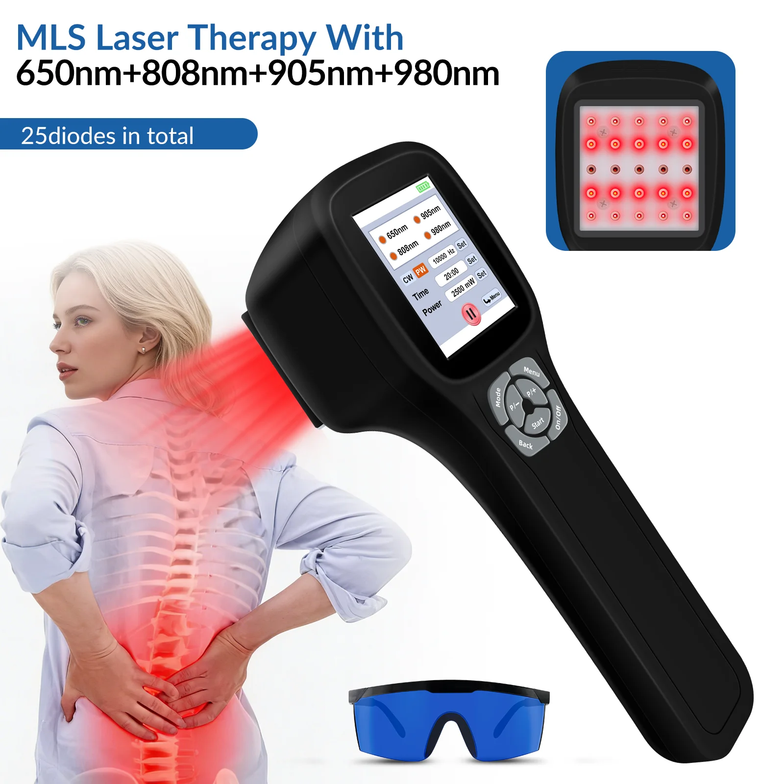 5x980nm 5x808nm LLLT Kaltlaser-Therapiegerät 2500mW zur Schmerzlinderung Rotlichttherapie Arthritis Sportverletzungen & Verstauchungen Image