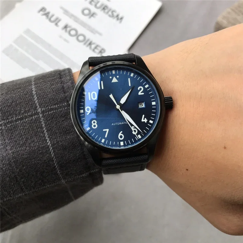 2026 Hochwertige Neue 43mm Herren Piloten Automatik Mechanische Luxus Sportuhr Herrenuhr Schwarz Braun Leder Image