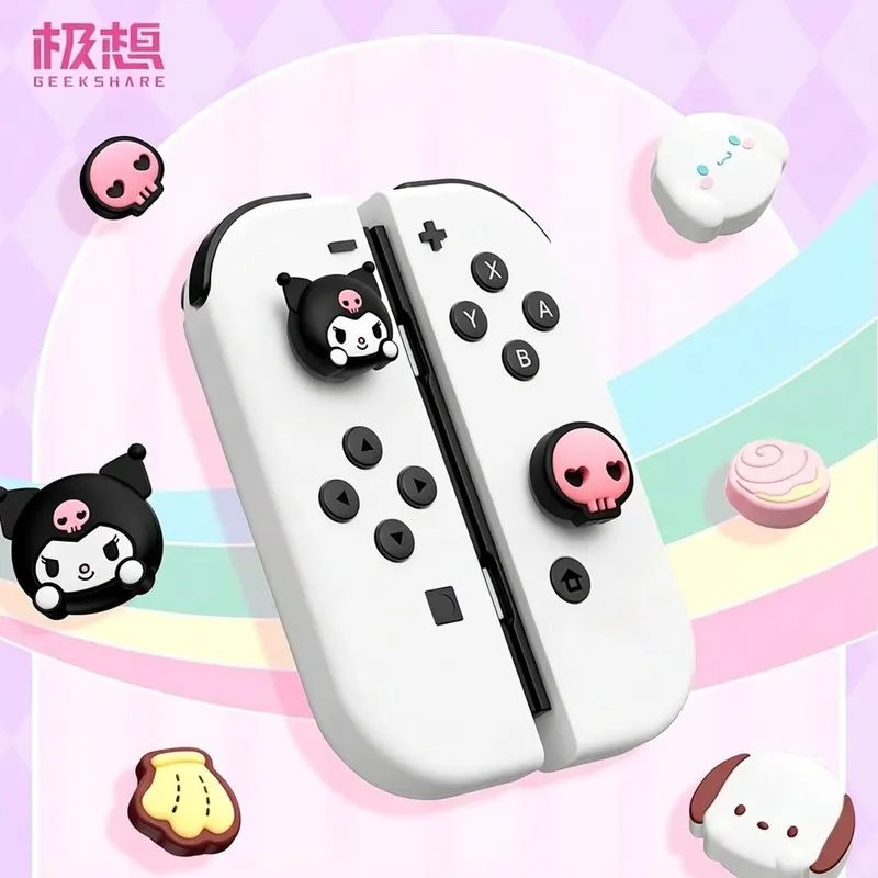 Kawaii Switch Joystick-Kappen aus Silikon, Daumengriff-Kappen für NS/OLED/Lite/PS5&4/NSPro, Niedliche Tastenkappen, Spielkonsolen-Zubehör, Deko-Geschenk Image