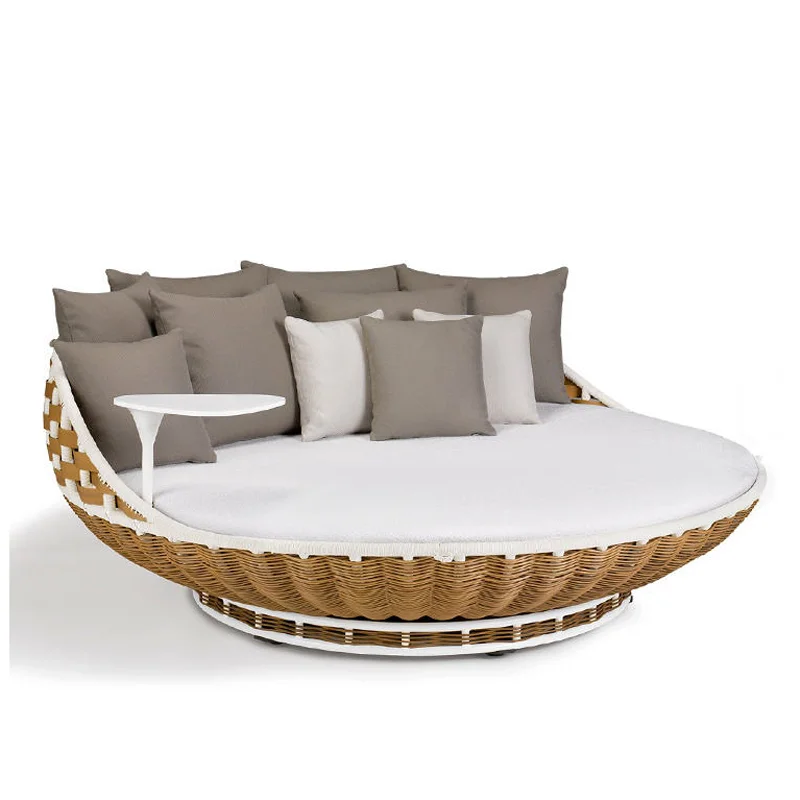 Moderne Wasserdichte Rattan-Sofa Gartenmöbel Outdoor-Möbel Große Runde Outdoor-Rattan-Sonnenliegen