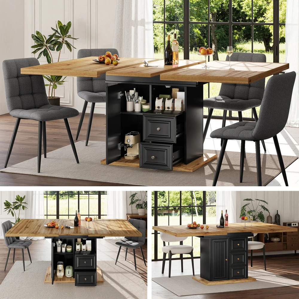 Ausziehbarer Esstisch aus Holz 110–140 cm, 110 x 80 x 75 cm, Küchen-Esstisch für bis zu 6 Personen, Wohnmöbel