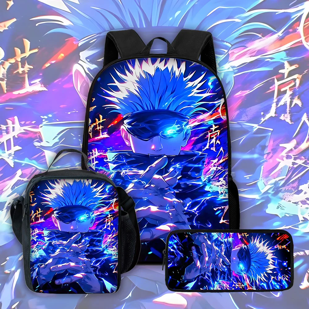 Sac à dos d'école pour enfants, Anime J-JujutsuS K-KaisenS, avec sacs à déjeuner, sacs à crayons, sacs d'école pour garçons et filles, meilleur cadeau