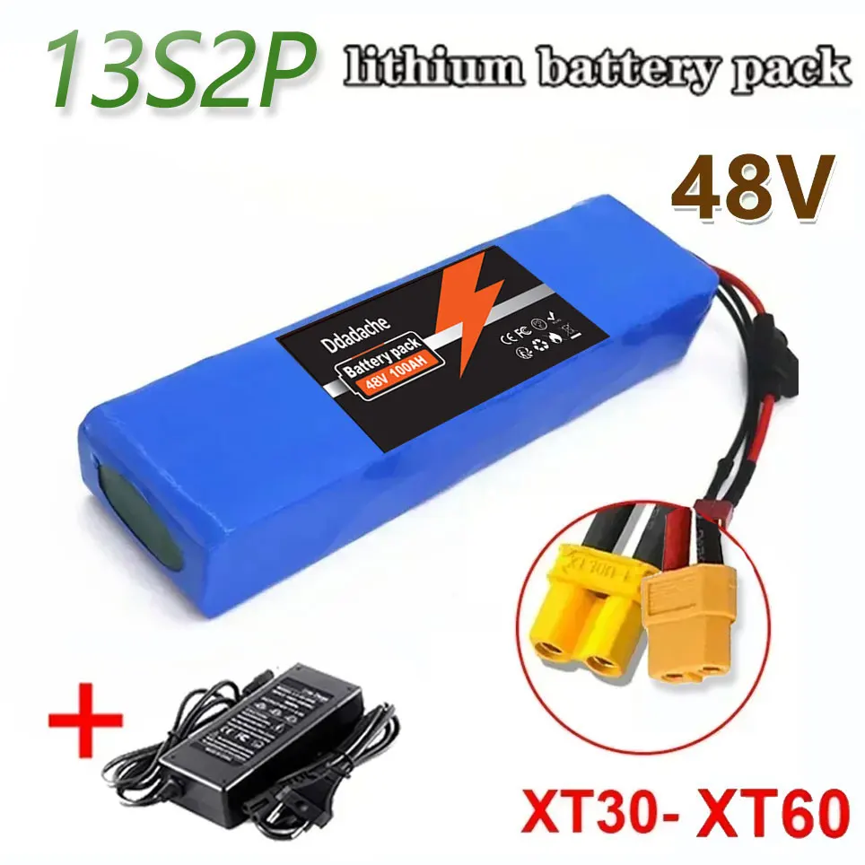 13S2P 48V 100Ah Lithium-Ionen-Akku mit 250W 350W 500W 750W 1000W BMS und einem kostenlosen 48V/54,6V-Ladegerät Image