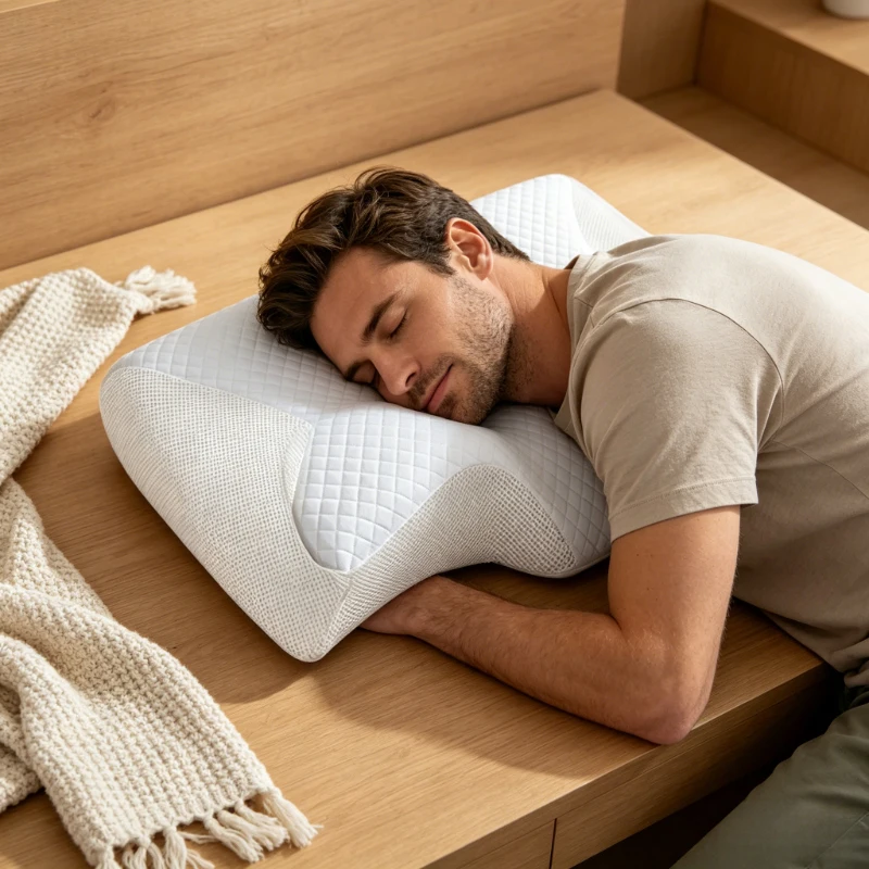 1 Stück 2-in-1 Memory-Schaum Nackenkissen, Ergonomisches Kontur-Orthopädisches Nackenstützkissen zur Linderung von Nackenschmerzen Image