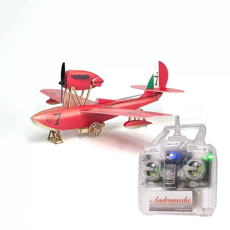 MinimumRC Macchi M-33 RC Seaplane 4 Channel 2.4GHz Gyro Stabilized Flying Boat Remote Control Airplane Toy Gift 390mm Wingspan Fixed Wing with Water Landing 2 Batteries (Left-Hand Throttle)