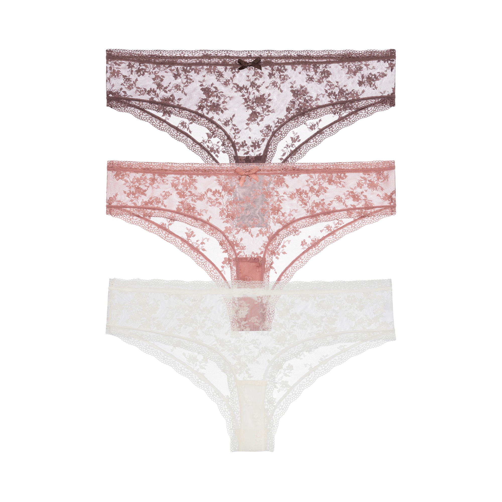 Brasilslip DORINA "Lana Essential Lace", Damen, Gr. XL, ivory, braun, pink, Spitze, Obermaterial: 90% Polyamid, 10% Elasthan, körpernah, Unterhosen, mit Spitze, leicht transparent, bequem, weich