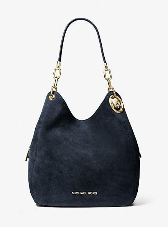 Lillie Large Suede Shoulder Bag - Blue - Michael Kors Totes