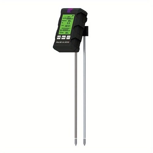 Misuratore digitale di pH del terreno 6 in 1 per piante da giardino, tester professionale del terreno per umidità, fertilità, luce solare, temperatura Umidità, kit di analisi del terreno accurato per
