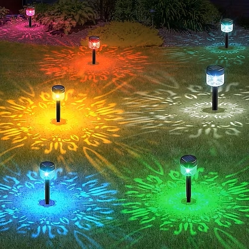 4 proiettori solari da giardino per uso esterno domestico, luci solari da giardino con spina, impermeabili, per decorazione di cortili e giardini, illuminazione per vialetti e prati esterni di ville.