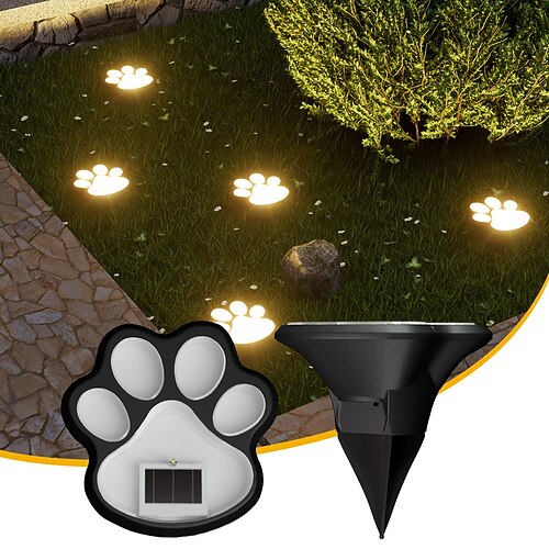 Simpatica luce solare a forma di zampa, luci da giardino impermeabili per esterni, luci da giardino a LED con animali per giardino, patio, aiuole, decorazioni per prato