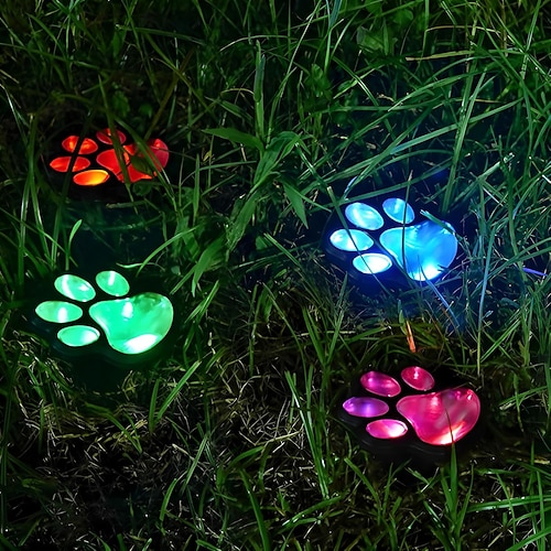 4 confezioni di graziose luci solari a forma di zampa, luci da giardino impermeabili per esterni, luci da giardino a LED con animali per giardino, patio, aiuole, decorazioni per prati