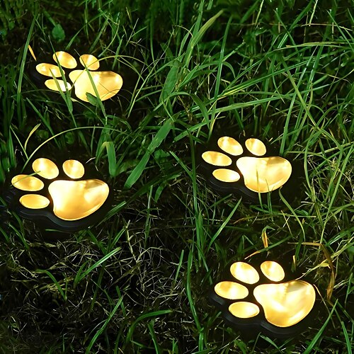 4 confezioni di graziose luci solari a forma di zampa, luci da giardino impermeabili per esterni, luci da giardino a LED con animali per giardino, patio, aiuole, decorazioni per prati