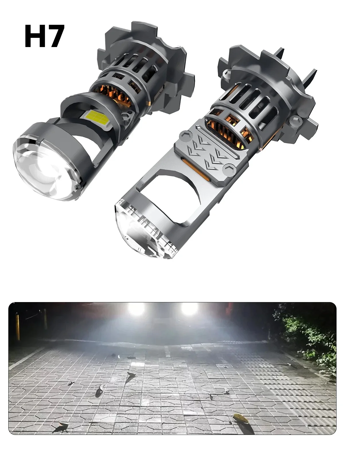 2 Pezzi Lampadine LED H7 con Lente Proiettore per Fari Auto H4 H11 H8 H9 9005 HB3 9006 HB4 9012 HIR2 120W 50000LM Alta Potenza CSP 12V 24V