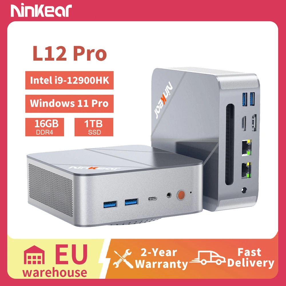 Ninkear L12 Pro Mini-PC Intel i9-12900HK Windows 10/11 16GB DDR4 1TB SSD WiFi 6 BT5.2 Triple-Display Gaming-Desktop-Computer Kompakt für Büro Zuhause Multimedia