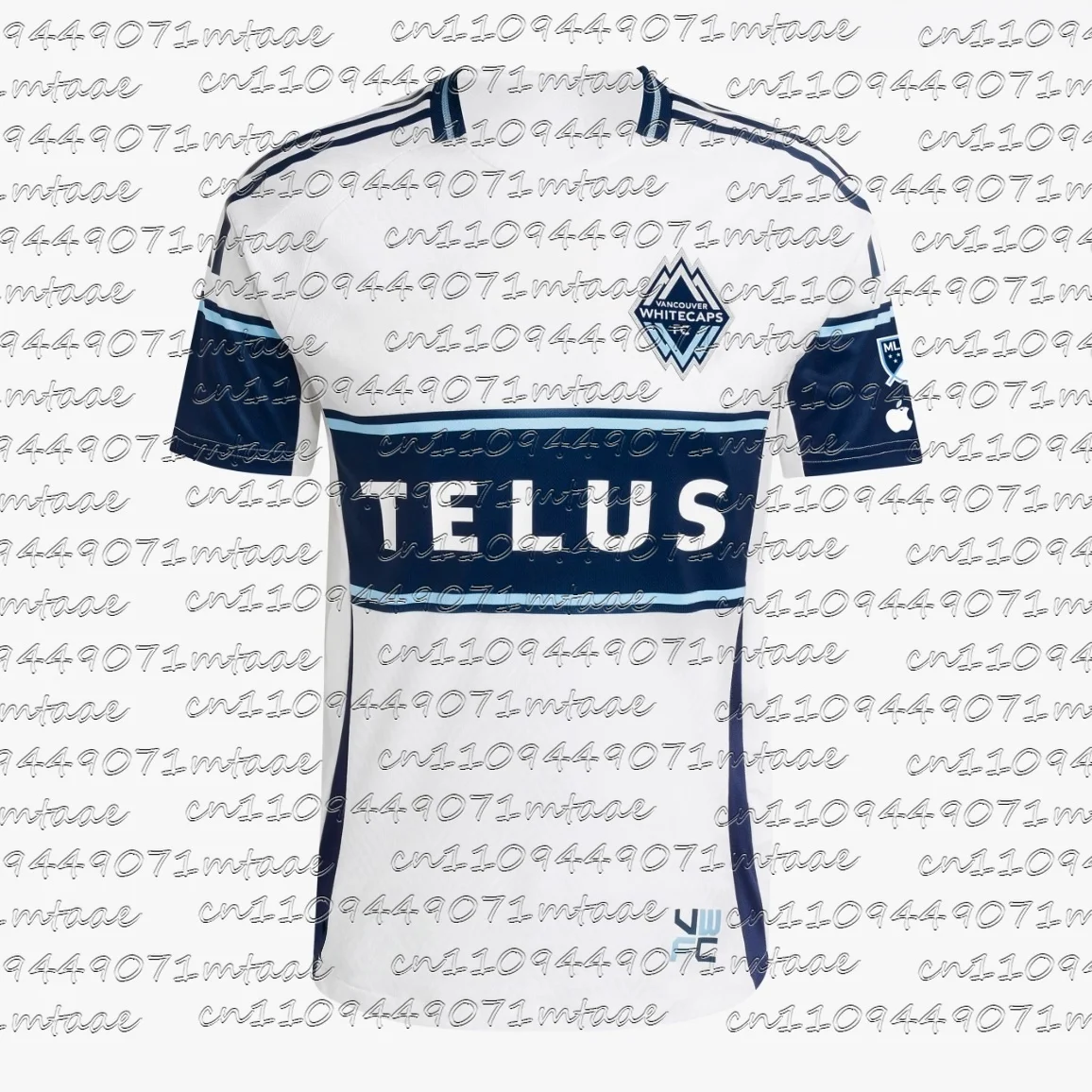 2026 Vancouver Whitecaps FC 2026 Heim-Fußballtrikot MLS Herren-Fußballshirt Fan-Version Weiß Marineblau Hellblau Gestreiftes Kit Image