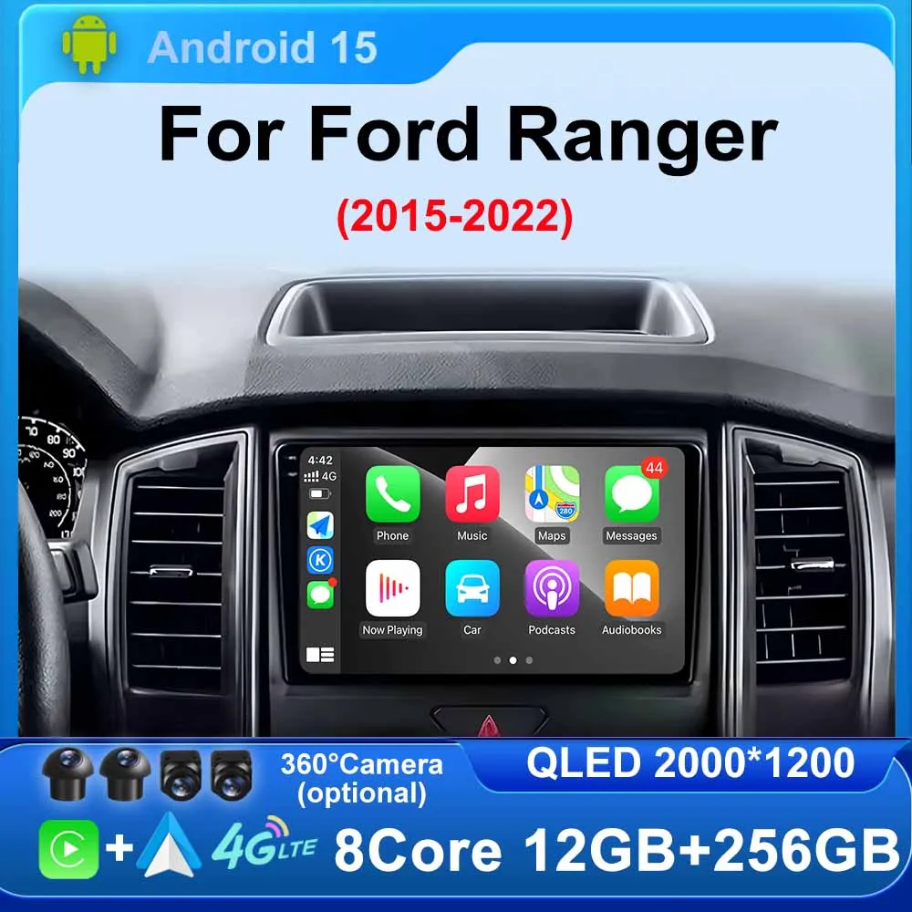 Android 15 Autoradio-Stereo-Bildschirm für Ford Ranger 2015 2016 2017 2018 2019–2022, GPS, Navi, Multimedia, Carplay, Autoradio, Haupteinheit Image