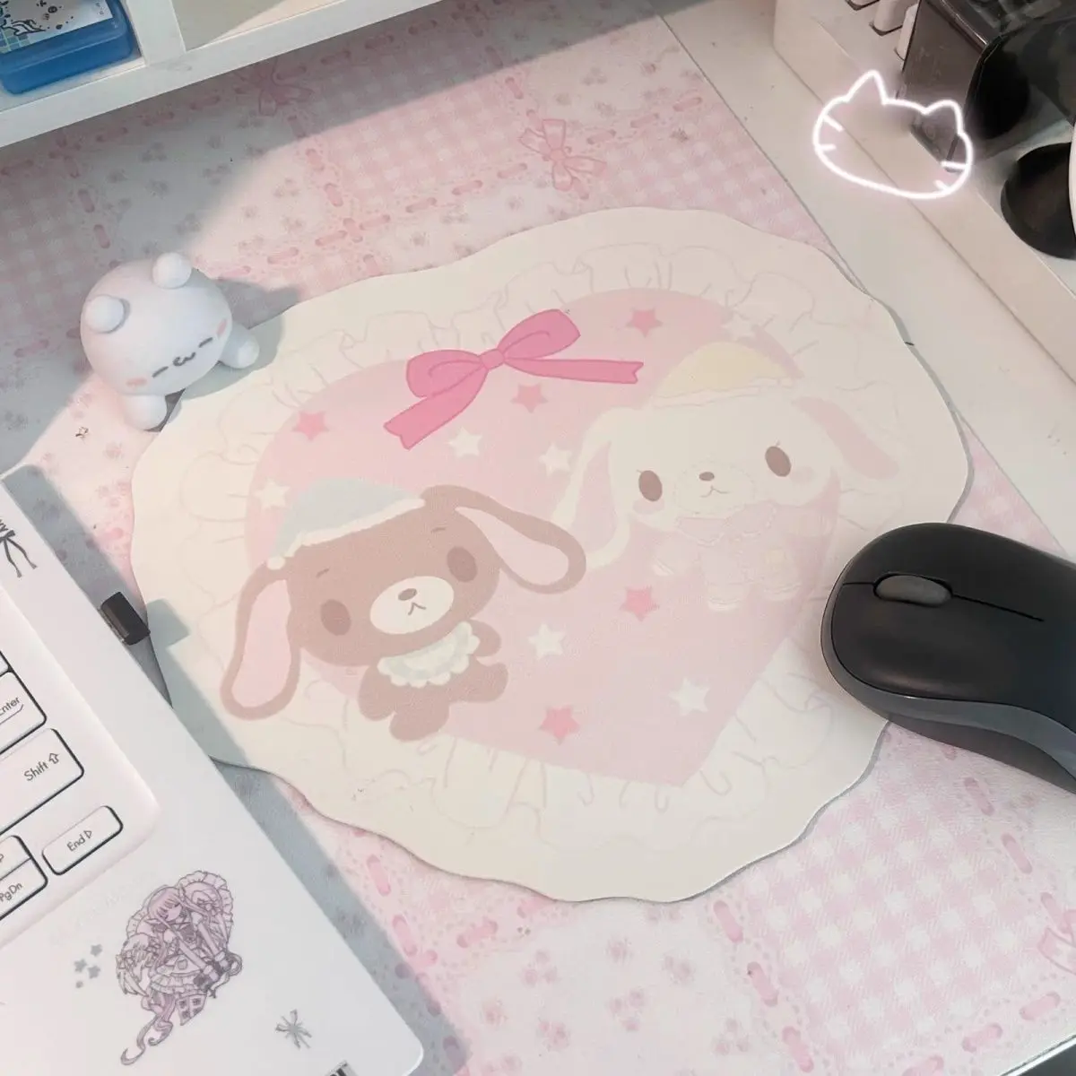 Neues Sugarbunnies Bunny Field Pink Girl Dessert Rabbit Leder-Mauspad, Cartoon-Mauspad, verdicktes Mauspad, ein Geburtstagsgeschenk für Mädchen Image