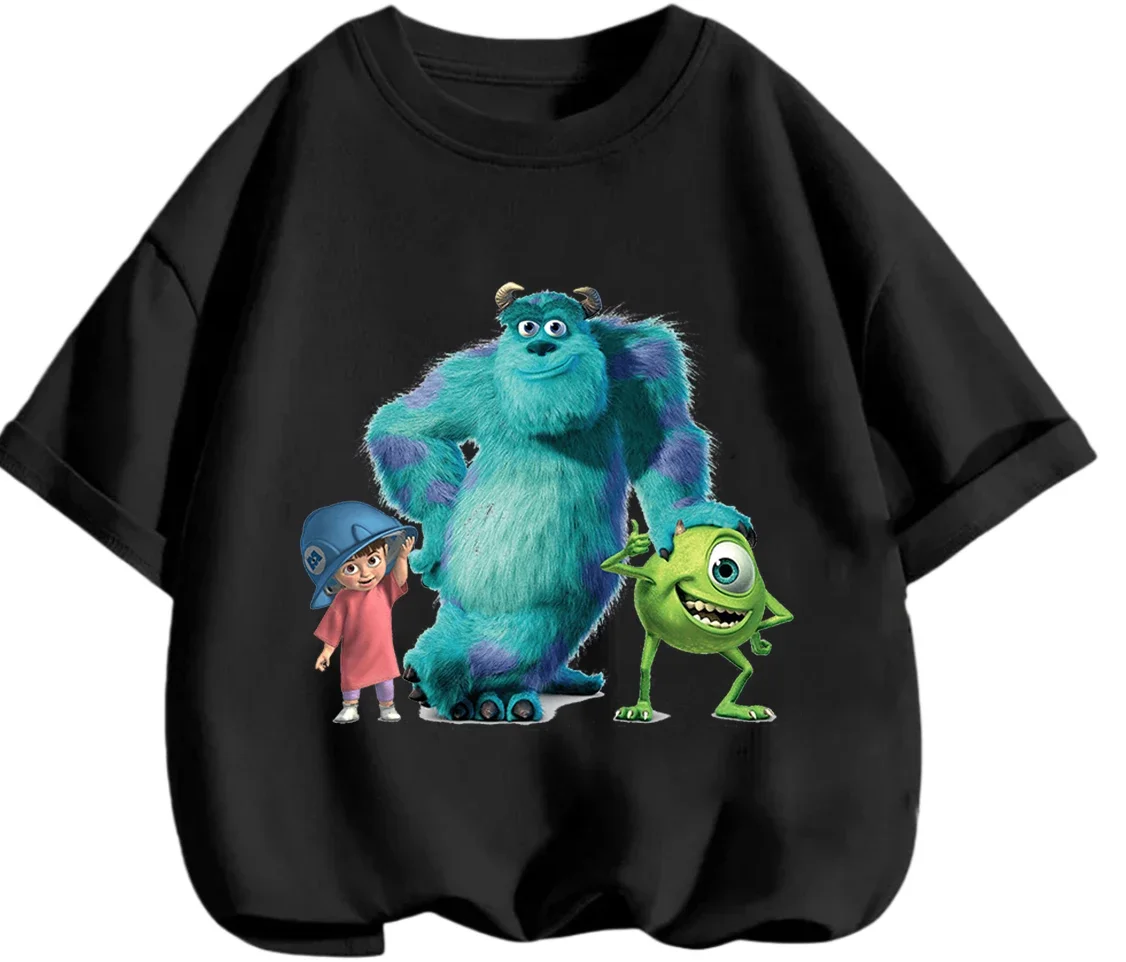 Sommerliches Street-Style-Cartoon-T-Shirt „Monsters Inc“, niedliches, lässiges Kawaii-Oberteil mit Rundhalsausschnitt, 3–14 Jahre