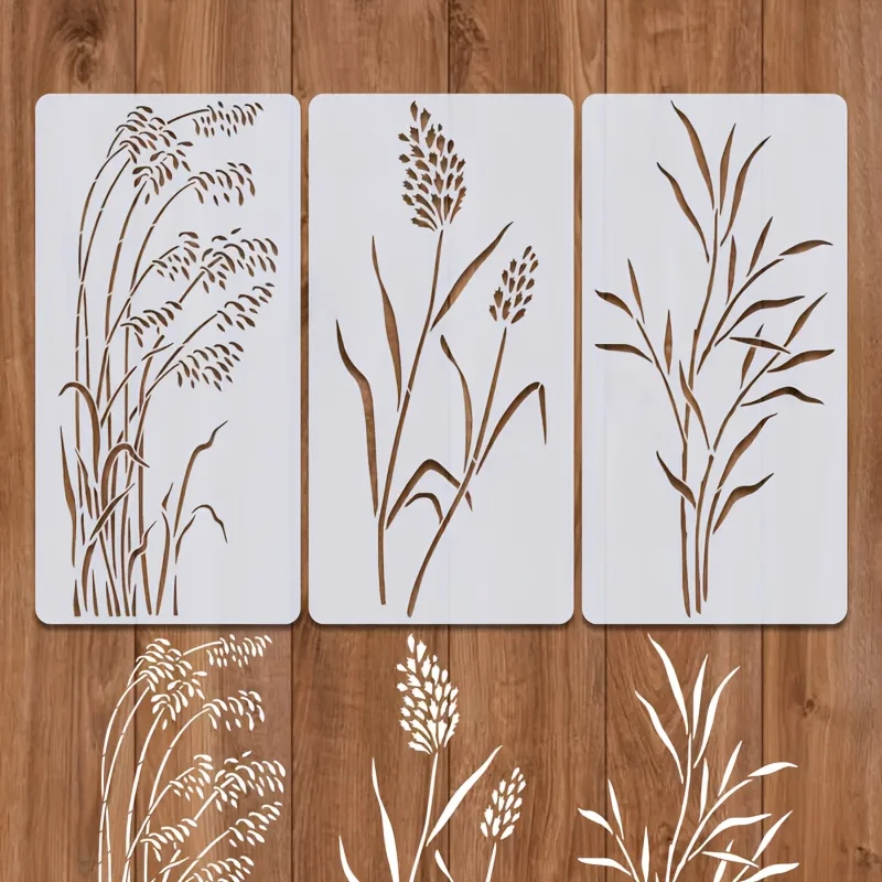 3-teiliges großes Wildblumen-Schablonen-Set 7,9 x 15,8 Zoll – wiederverwendbare Frühlingsblumen- und rustikale Pflanzensprühvorlage für Wand, Boden, Zaun Image