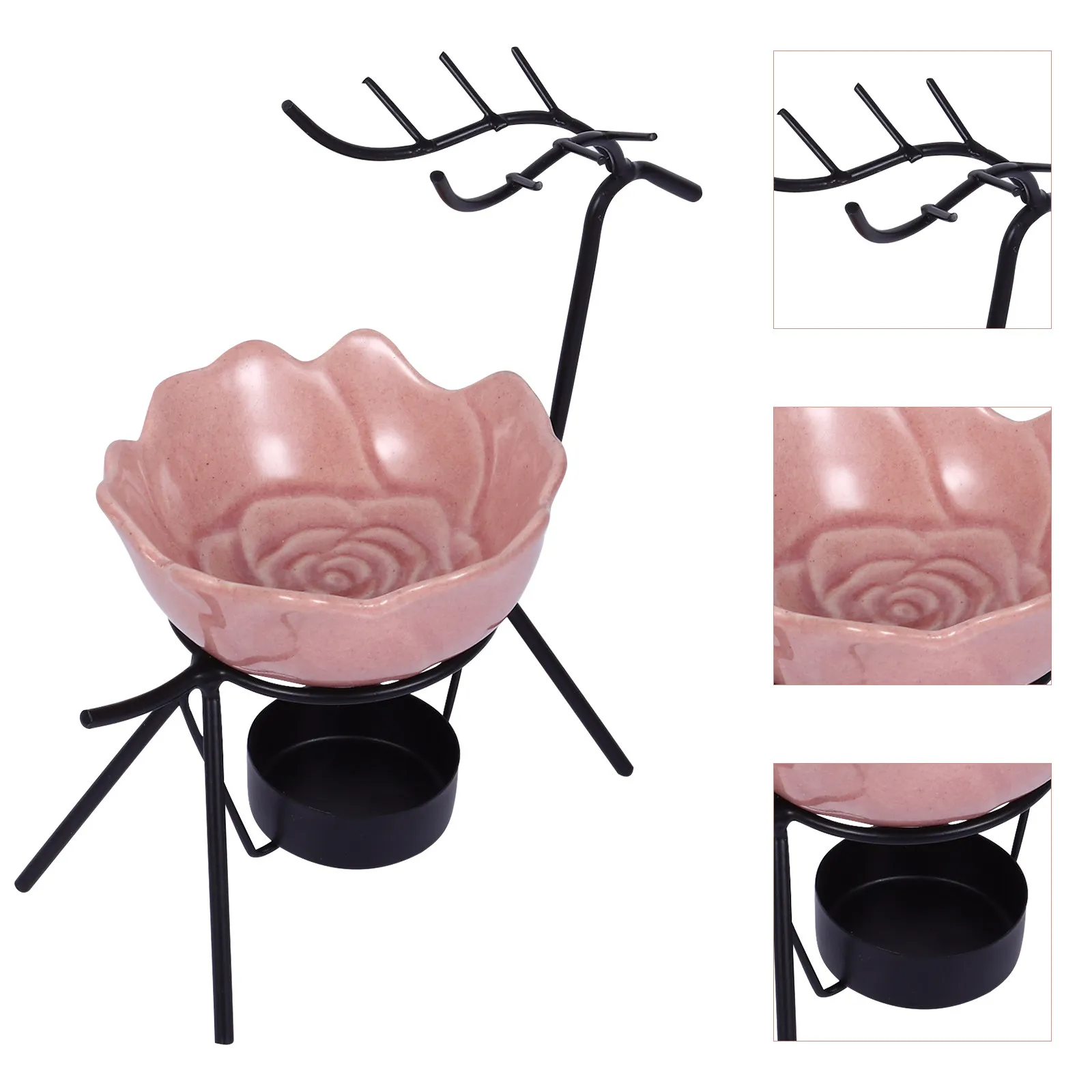 Bruciatore di incenso a forma di cervo in ferro e ceramica, diffusore di aromi per casa, ufficio, soggiorno, balcone, patio, yoga, sauna, camera da letto