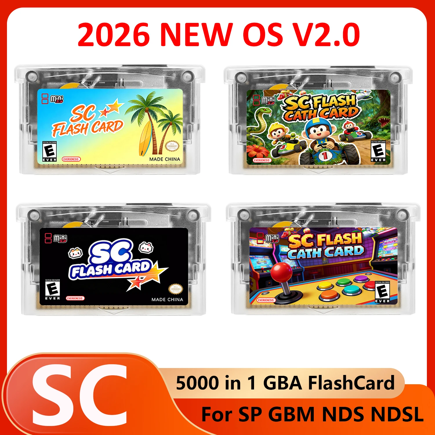 5000 in 1 GBA Flash Card Mini V2.0 SCFW Game Card With 8G TF Card For Game Boy GBA/NES/SP/GBM/NDS/NDSL Retro Video Game Console