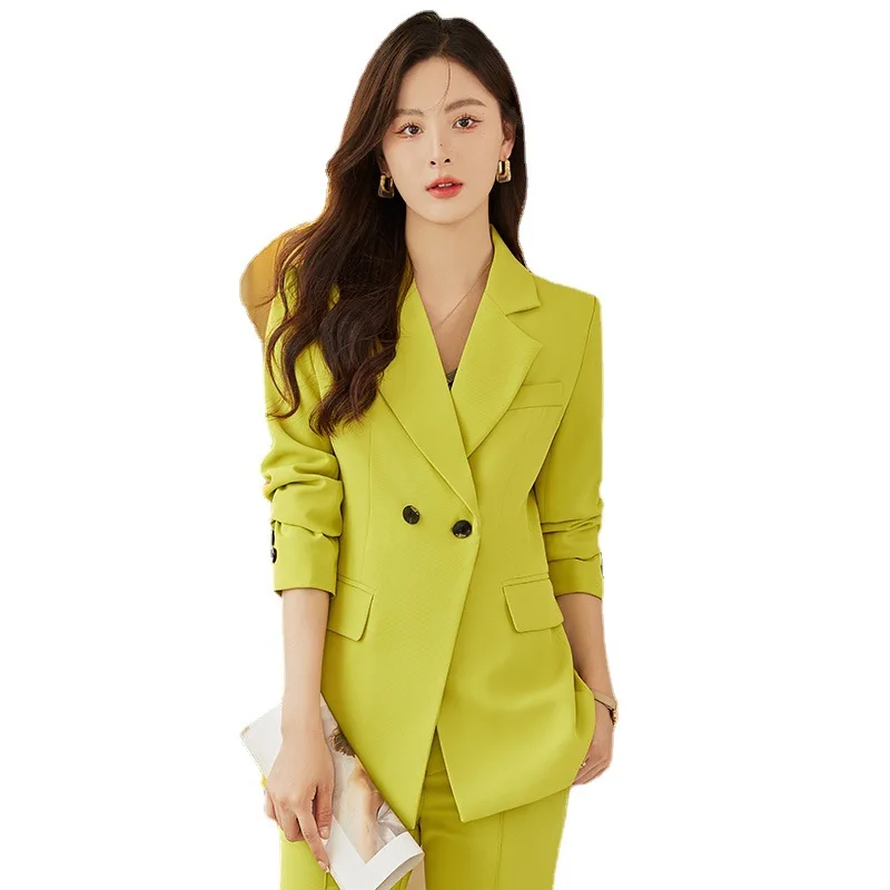 Abito da donna formale con pantaloni alla moda, giacca da lavoro da donna, giacca e pantaloni, set da 2 pezzi, pantaloni doppiopetto da donna