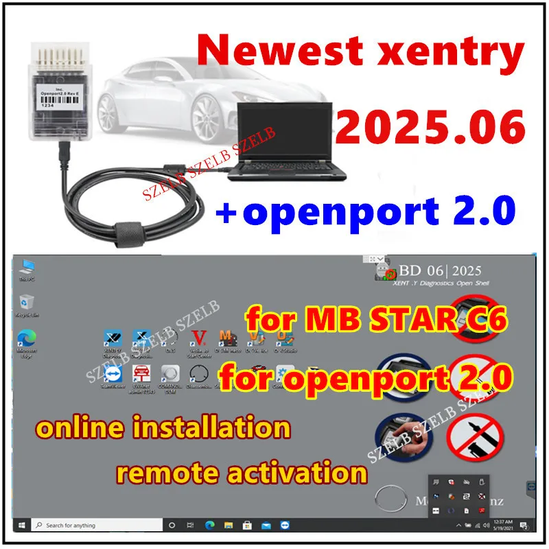 2025.06 Full Xentry Software Vediamo DTS-Monaco WIS EPC Starfinder Online-Installation + Tactrix Openport 2.0 OBD2 OBD 2-Scanner-Tool Image