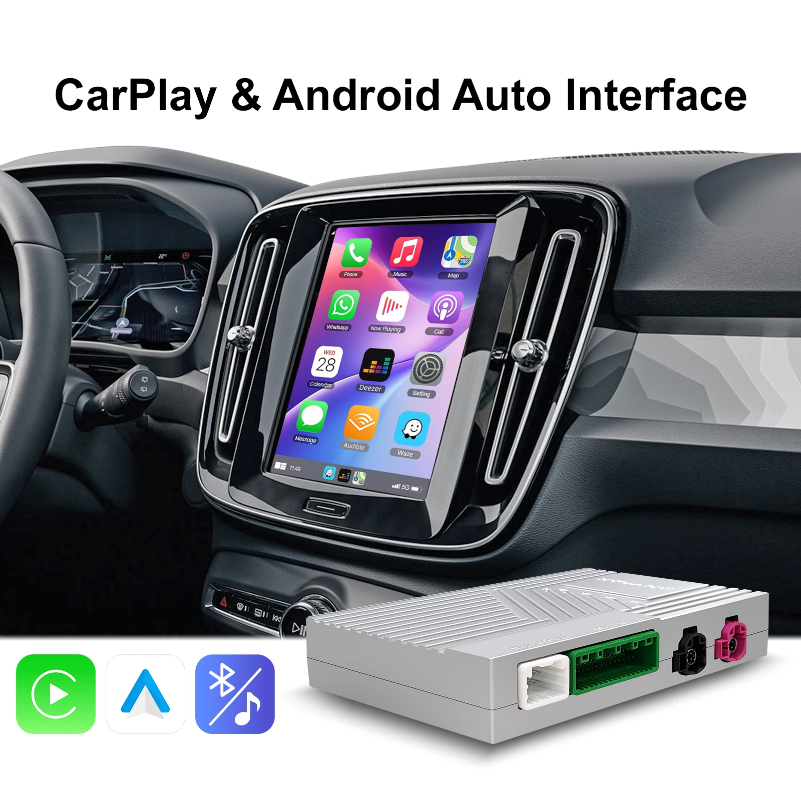 Vollbild-Upgrade Decoder Box Kabelloses CarPlay Android Auto Video Nachrüstset für Volvo V60 V90 S60 XC40 XC60 XC90 S60 S90 Image