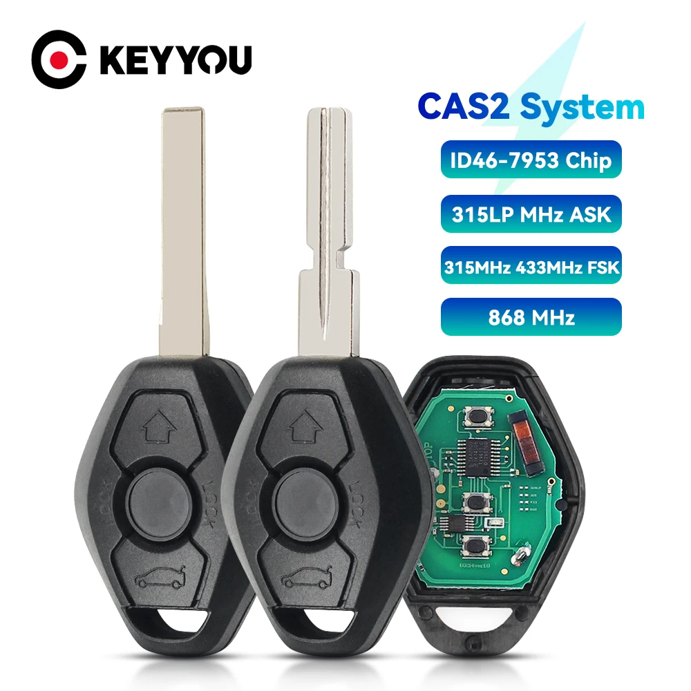 KEYYOU 3 Tasten Fernbedienung Auto Schlüssel ID46 Chip Für BMW CAS2 5 serie E46 E60 E83 E53 E36 E38 315LP MHZ 315MHz 433MHZ 868MHZ HU92 Image