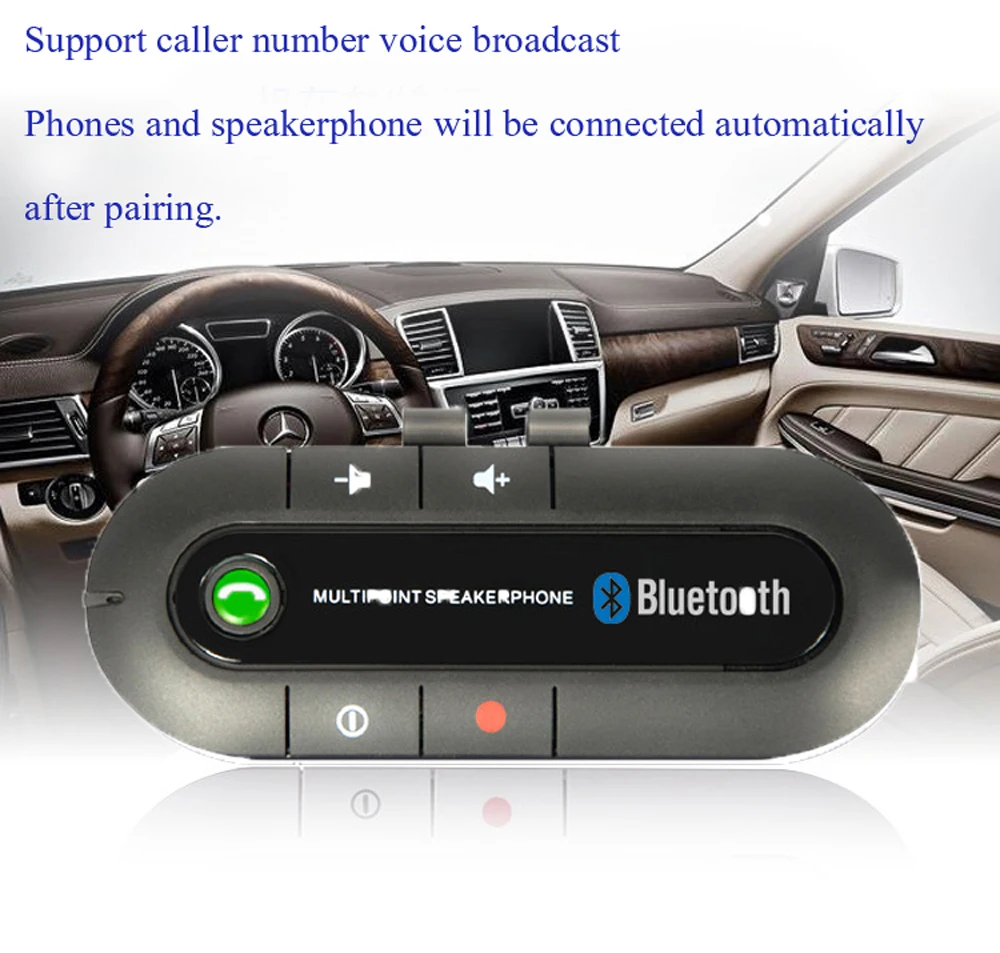 Heißer Verkauf Drahtlose Freisprecheinrichtung Auto Bluetooth Kit 4,1 Sonnenblende Bluetooth Lautsprecher Freisprecheinrichtung MP3 Musik Player Auto Ladegerät Image