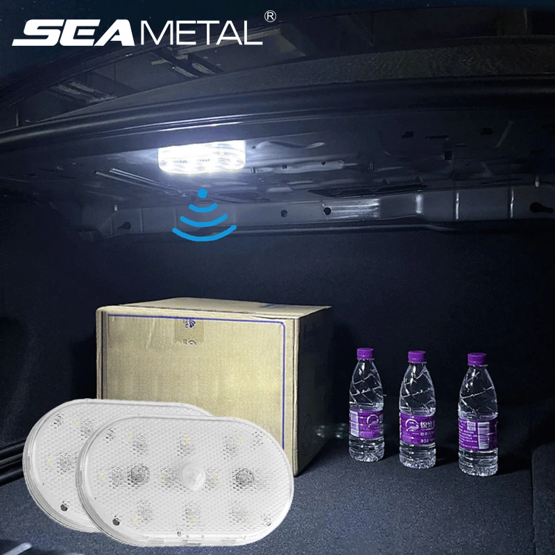 SEAMETAL Bewegungsmelder-LED-Licht, 650 mAh, USB wiederaufladbar, automatisches Induktions-Sensorlicht, kabellose Fußlampe für Kofferraumtür Image