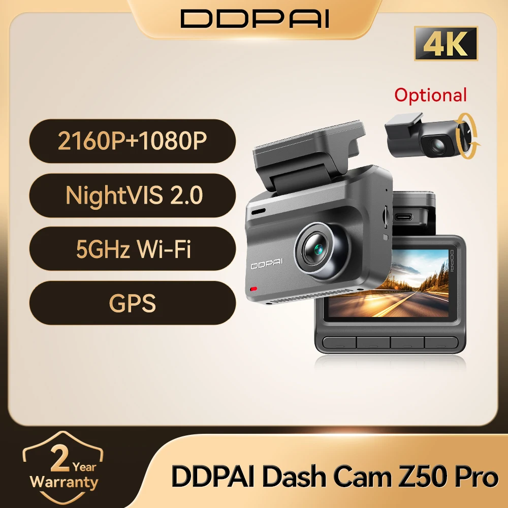 DDPAI Z50 Pro Dashcam 4K Auto-DVR Nachtsicht 5GHz Wi-Fi GPS ADAS 24h Parkmodus Front- und Rückkamera Image