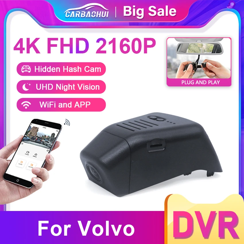 Hd 4k 2160p dash cam kamera auto dvr video recorder für volvo xc40 xc60 xc70 xc90 v40 v60 v90 s60 s90 s80 s80l c40 für polestar 2 Image