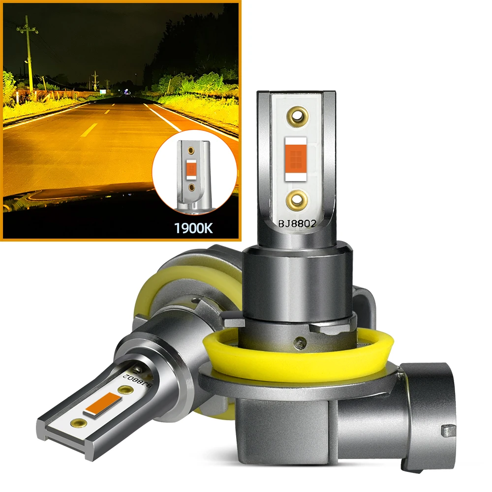 Plug & Play H11 H8 H9 H16 1900K 3200K 6000K 8000K Bernstein Goldgelb Weiß Blau 9005 9006 H10 LED für Auto-Nebelscheinwerfer Image