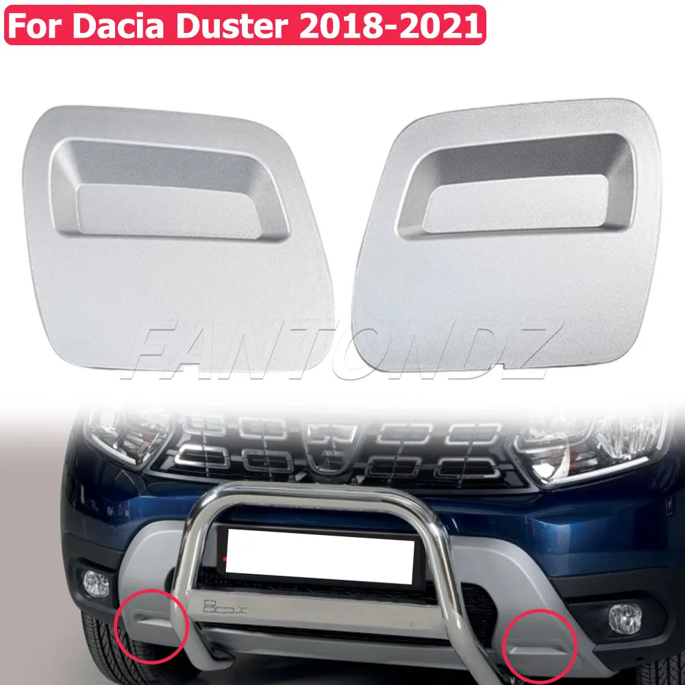 Vordere Stoßstangen-Abschleppstangen-Augenabdeckung für Dacia Duster 2018–2021, links und rechts, 2-teiliges Set, Grau oder Schwarz 620721430 R 620724861 R 511802392 R Image