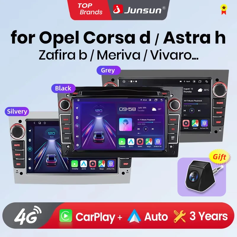 Junsun 4g kabelloses carplay für apple android auto autoradio für opel astra vectra vauxhall antara zafira corsa vivaro meriva rds Image