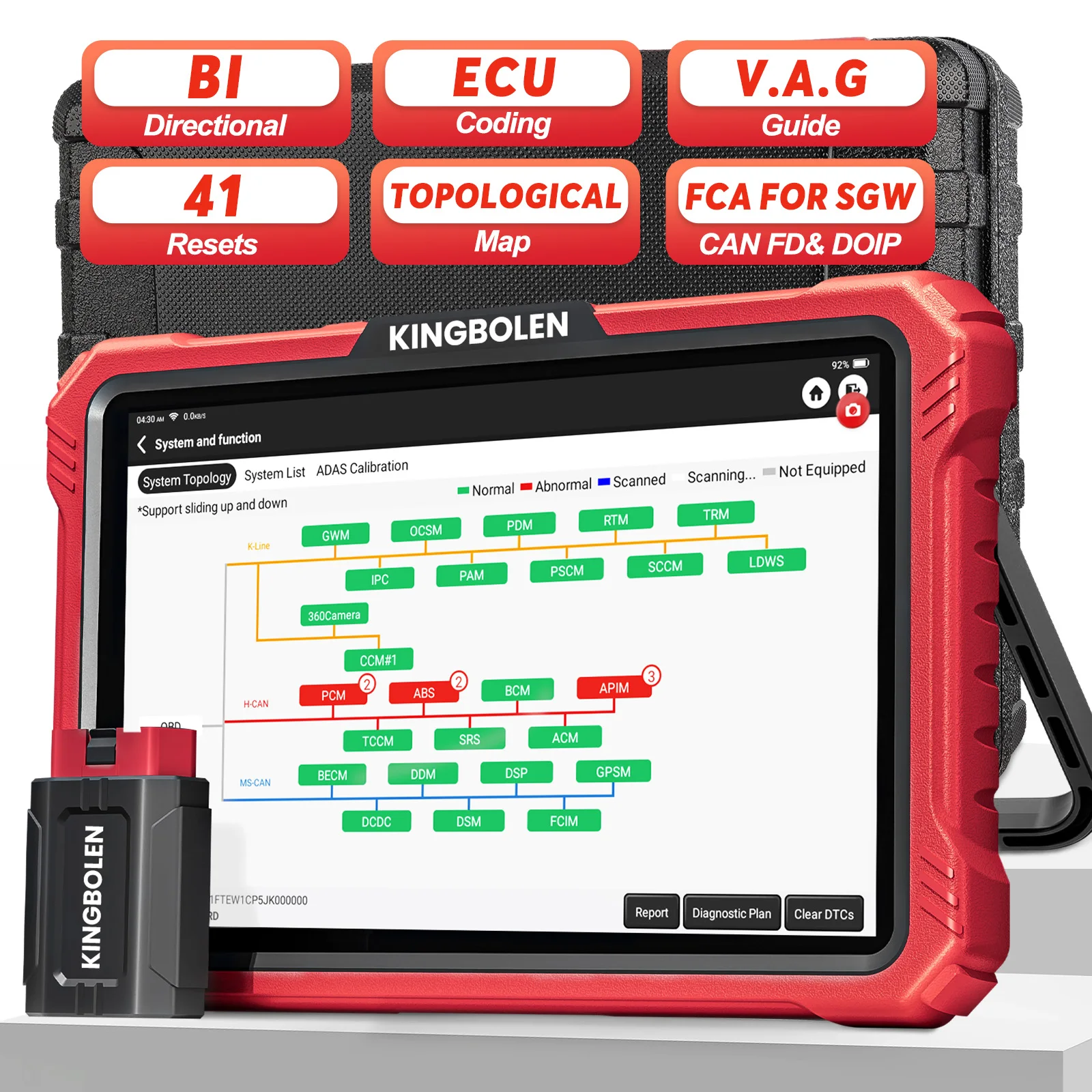 2026 Neuestes KINGBOLEN K10 PRO/K10 ELITE Vollsystem-Topologie-Diagnosetool CANFD DOIP Auto OBD OBD2 Scanner 40+ Reset-Funktionen Image