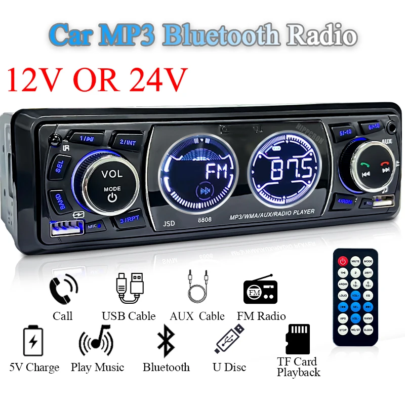 SINOVCLE Autoradio 1din Audio Bluetooth Stereo MP3 Player FM Empfänger 60Wx4 Unterstützung Telefon Aufladen AUX/USB/TF Karte In Dash Kit Image