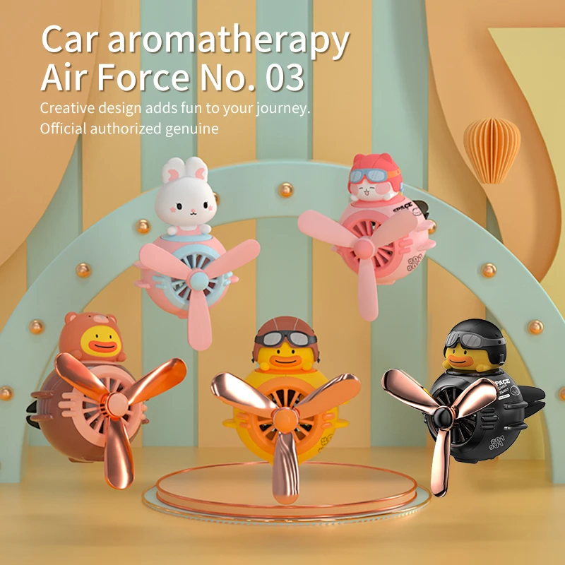 1PC Auto magnetische niedliche Cartoon-Figur Luftauslass Clip Aromatherapie - Kostenlose zwei unparfümierte PE-Tabletten und zwei 5-ml-Flaschen Image