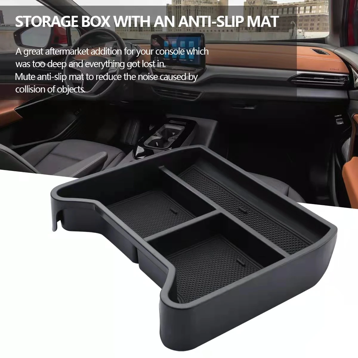 Auto-Mittelkonsolen-Armlehnen-Aufbewahrungsbox, Zierleisten für Volkswagen VW ID.4 ID4 ID4 CROZZ Innen-Organizer Image