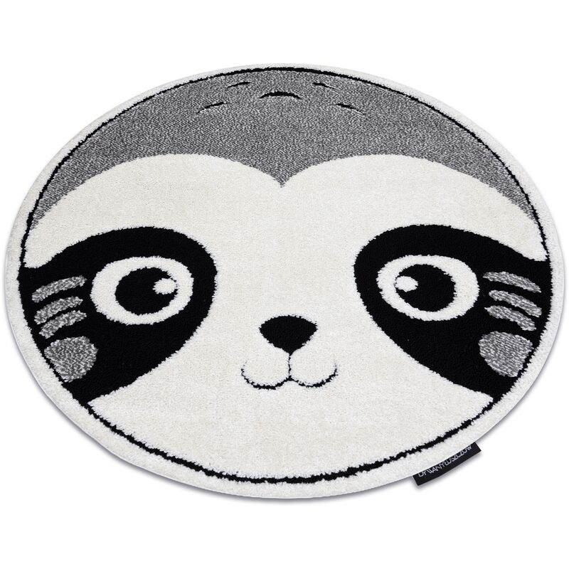Tappeto Moderno Per Bambini Joy Cerchio Panda Per Bambini - Strutturale A Due Livelli Di Pile Grigio / Crema Grey Rotondo 140 Cm